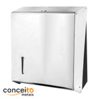 Dispenser de papel toalha aço inox interfolhas com trava de segurança e base preta - 20001