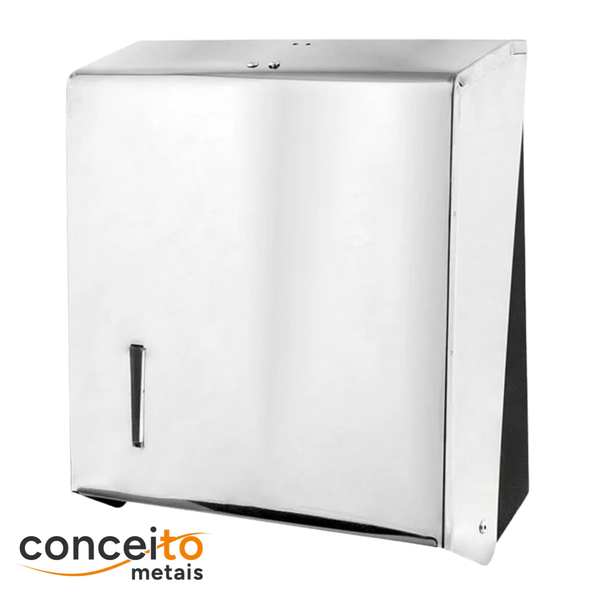 Dispenser de papel toalha aço inox interfolhas com trava de segurança e base preta - 20001