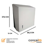 Dispenser de papel toalha branco interfolhas com trava - 20004: medidas