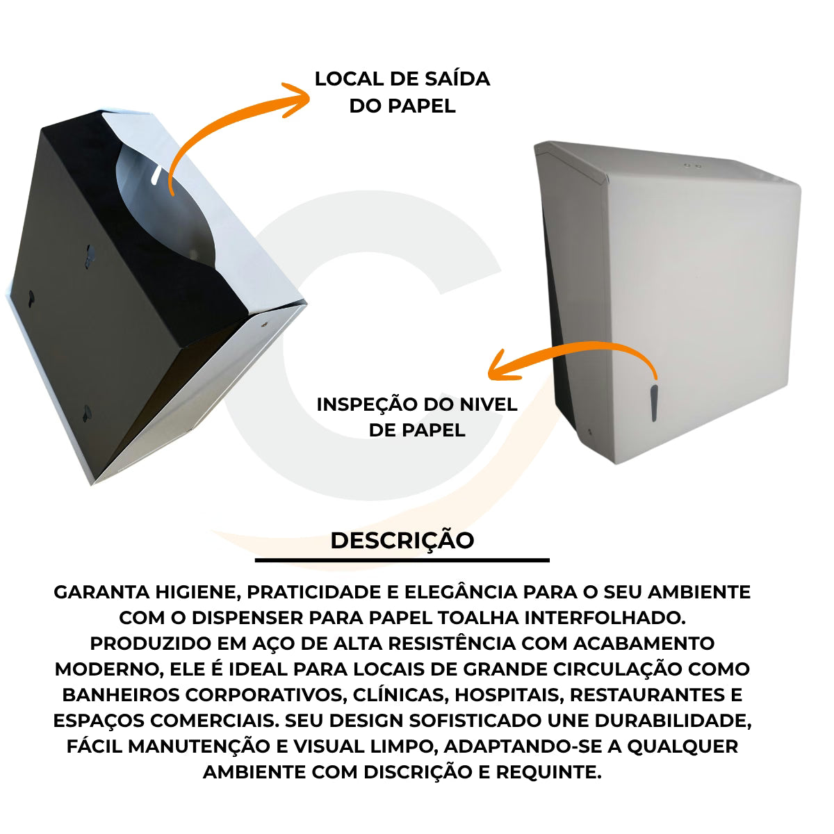 Dispenser de papel toalha branco interfolhas com trava - 20004: descrição e saída do papel