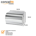 Toalheiro para papel bobina em aço inox - 20011: medidas