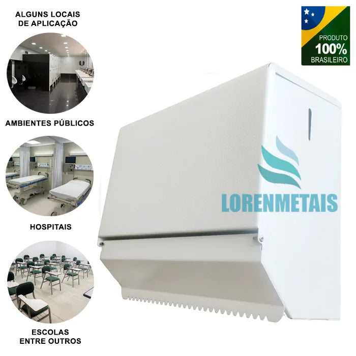 Toalheiro de papel toalha bobina 200mts branco com trava de chave - 20023 - Conceito Metais (foto 4)
