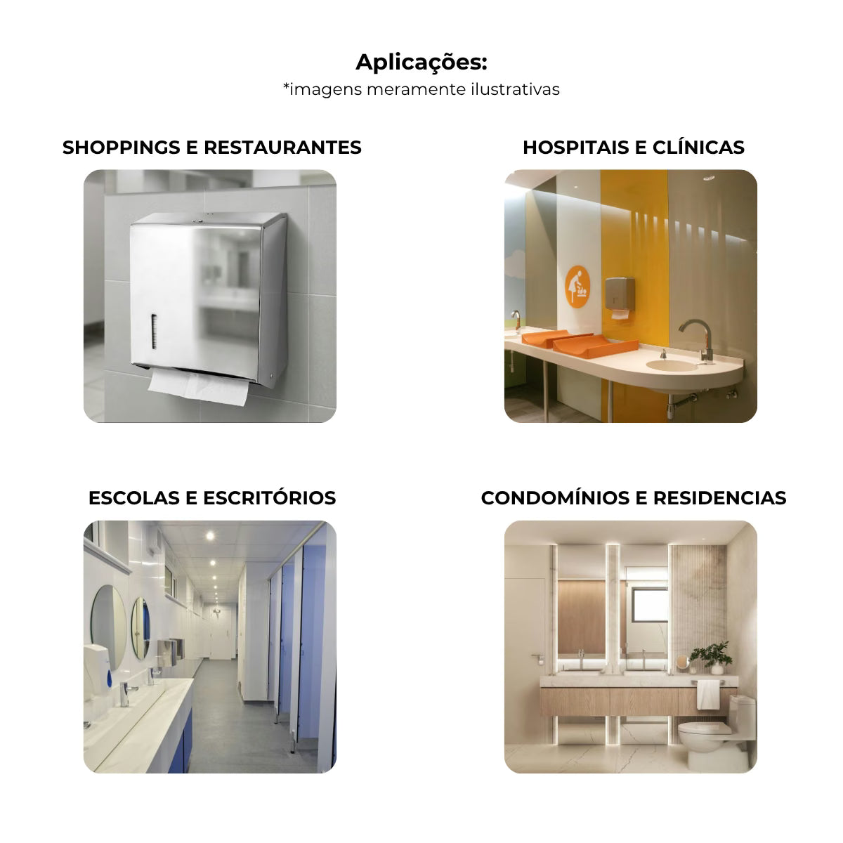 Dispenser de papel toalha aço inox com base branca interfolhas com trava de segurança - 20028: aplicações em shoppings, hospitais, escolas e condomínios