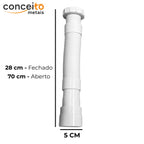 Sifão flexível universal fabricado em plástico - 22005: medidas: 28 cm fechado e 70 cm aberto