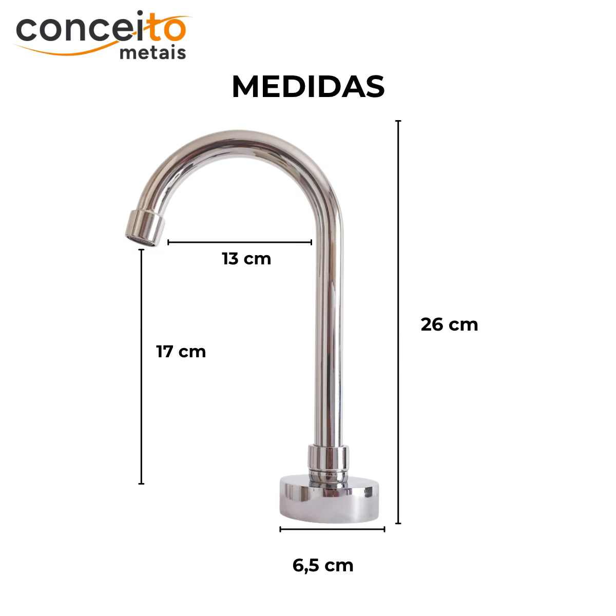 Torneira com sensor bica móvel anti vandalismo 26cm - 35001: medidas: altura 26 cm, bica 17 cm e alcance 13 cm