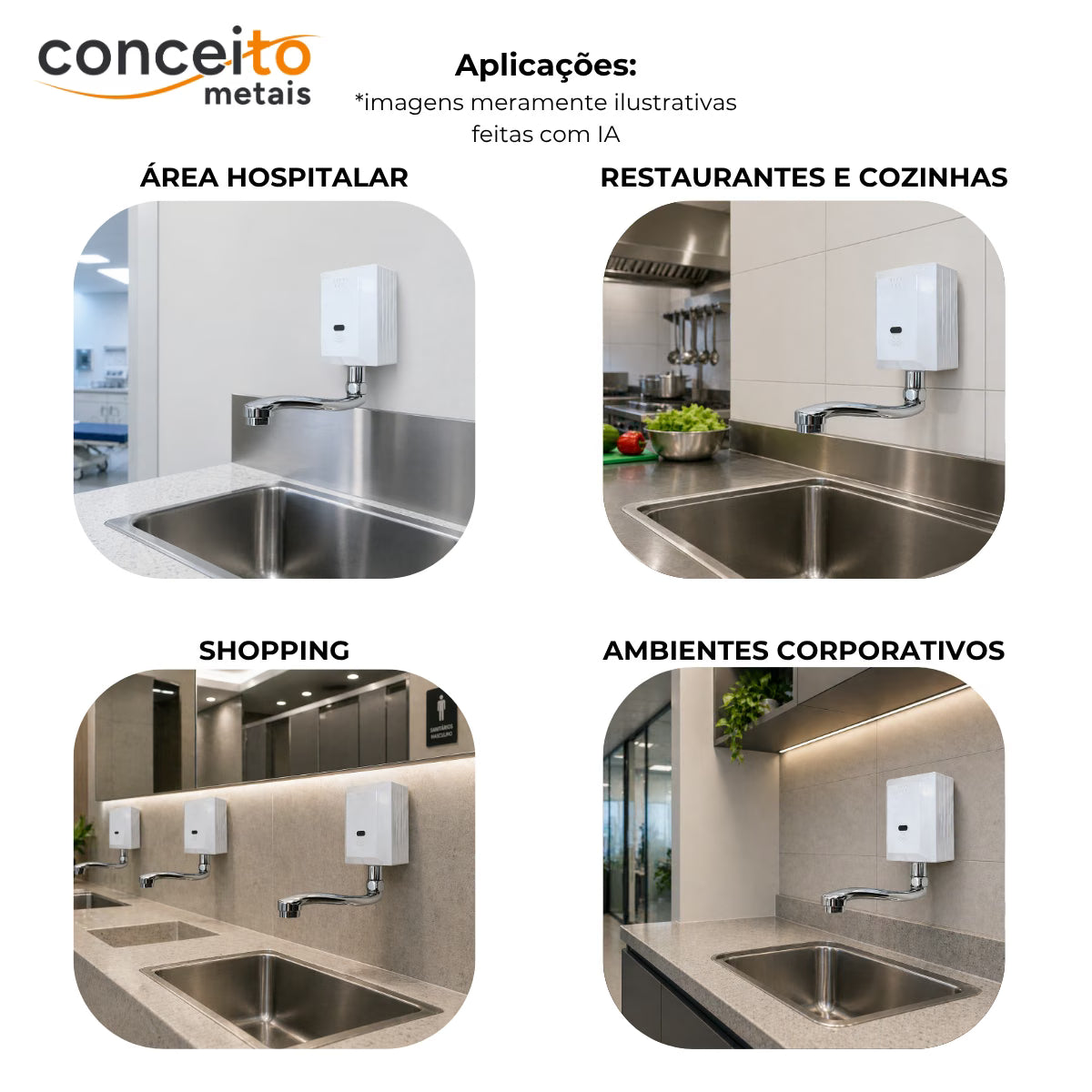 Torneira com sensor de parede fabricada em aço inox - 35005: aplicações
