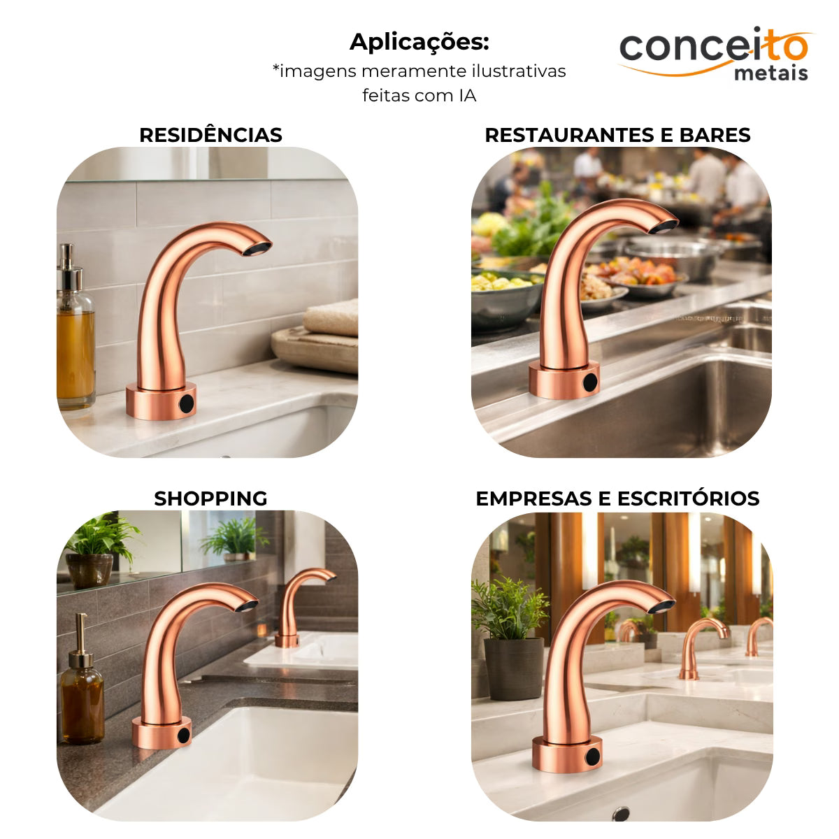 Torneira com sensor anti vandalismo em latão rosé - 35006: aplicações