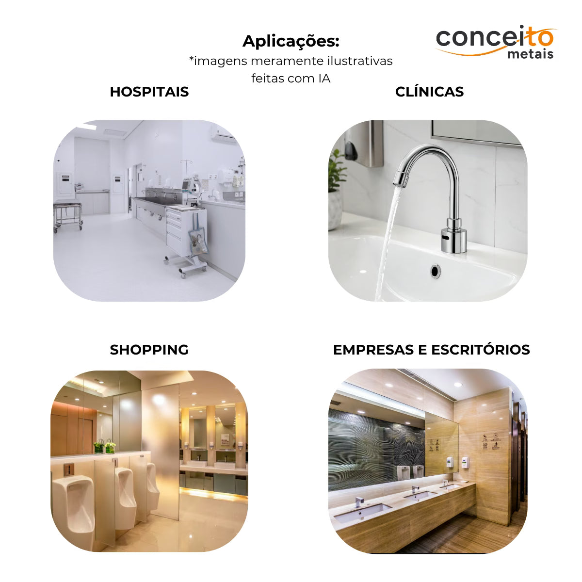 Torneira com sensor bica móvel anti vandalismo base reforçada - 35008: aplicações