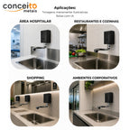 Torneira com sensor de parede preto fabricada em aço inox - 35012: aplicações em área hospitalar, cozinhas, shopping e escritórios