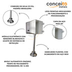 Válvula de mictório com sensor em aço inox - 35013: detalhes e características