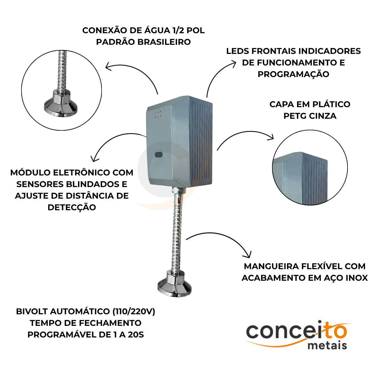 Válvula de mictório com sensor cinza - 35015: detalhes e características