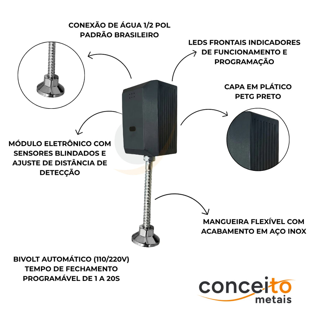 Válvula de mictório com sensor preto - 35016: detalhes e características