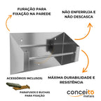 Suporte pano Perfex parede aço inox semi brilho higiênico para clínica - 37001: acessórios e durabilidade