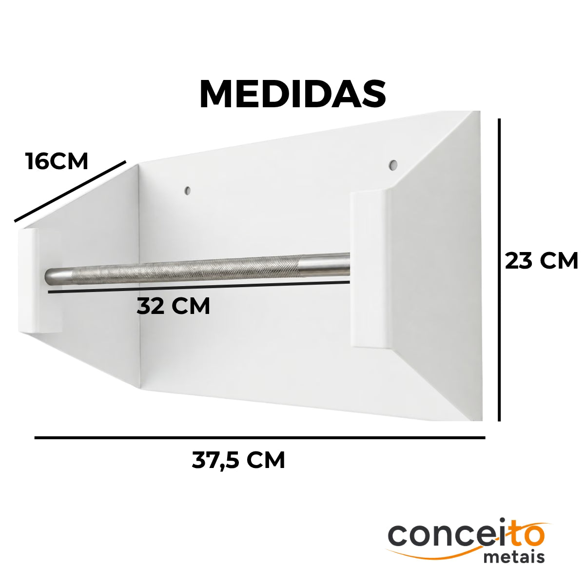 Suporte pano Perfex parede aço reforçado branco higiênico para clínica - 37002: medidas