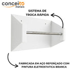 Suporte pano Perfex parede aço reforçado branco higiênico para clínica - 37002: troca rápida e materiais