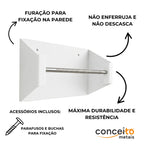 Suporte pano Perfex parede aço reforçado branco higiênico para clínica - 37002: durabilidade e acessórios inclusos