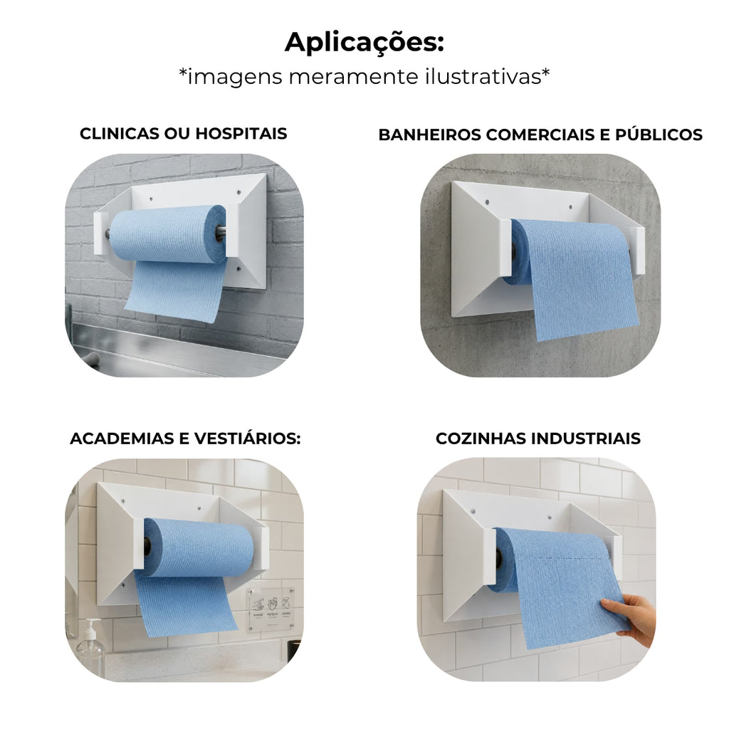 Suporte pano Perfex parede aço reforçado branco higiênico para clínica - 37002: aplicações
