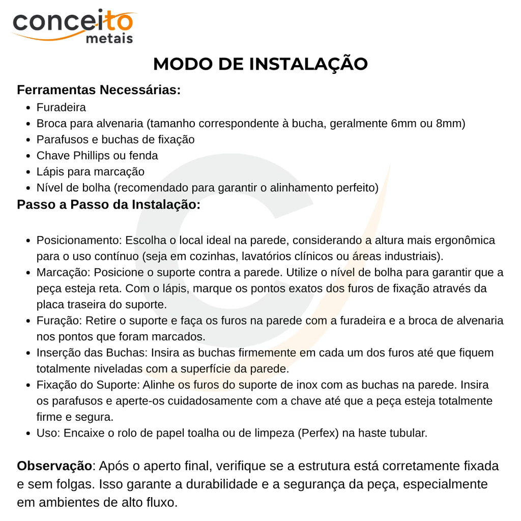 Suporte pano Perfex parede aço reforçado branco higiênico para clínica - 37002: modo de instalação