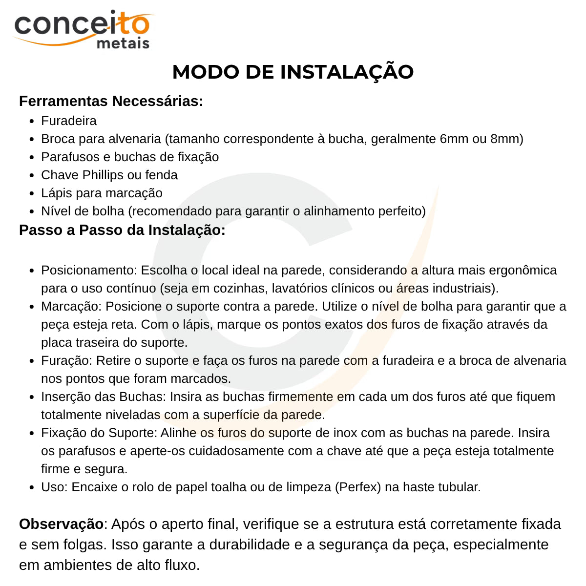 Suporte pano Perfex parede aço reforçado branco higiênico para clínica - 37002: modo de instalação