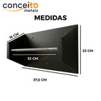 Suporte pano Perfex parede aço preto reforçado higiênico para clínica - 37003: medidas 32 x 23 x 16 cm
