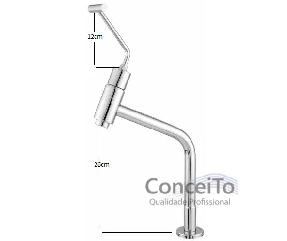Torneira temporizada PNE com arejador anti furto 45° bica alta 26cm - 3706 - Conceito Metais (foto 2)