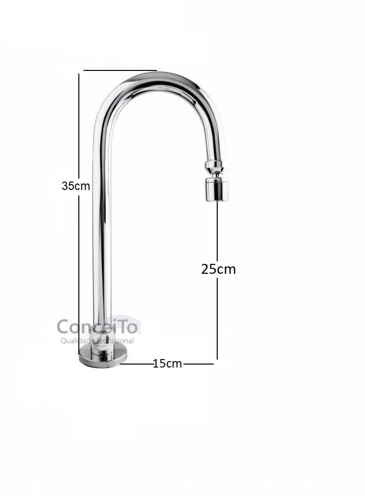 Bica ou torneira mesa hospitalar inclinada sem registro 35 cm para acionador de pedal - 12076 - Conceito Metais (foto 4)