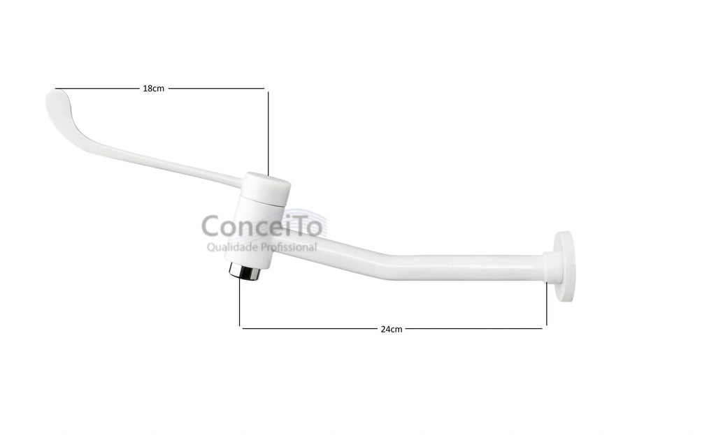 Torneira clínica de metal branca de parede 24cm - 3742 - Conceito Metais (foto 4)