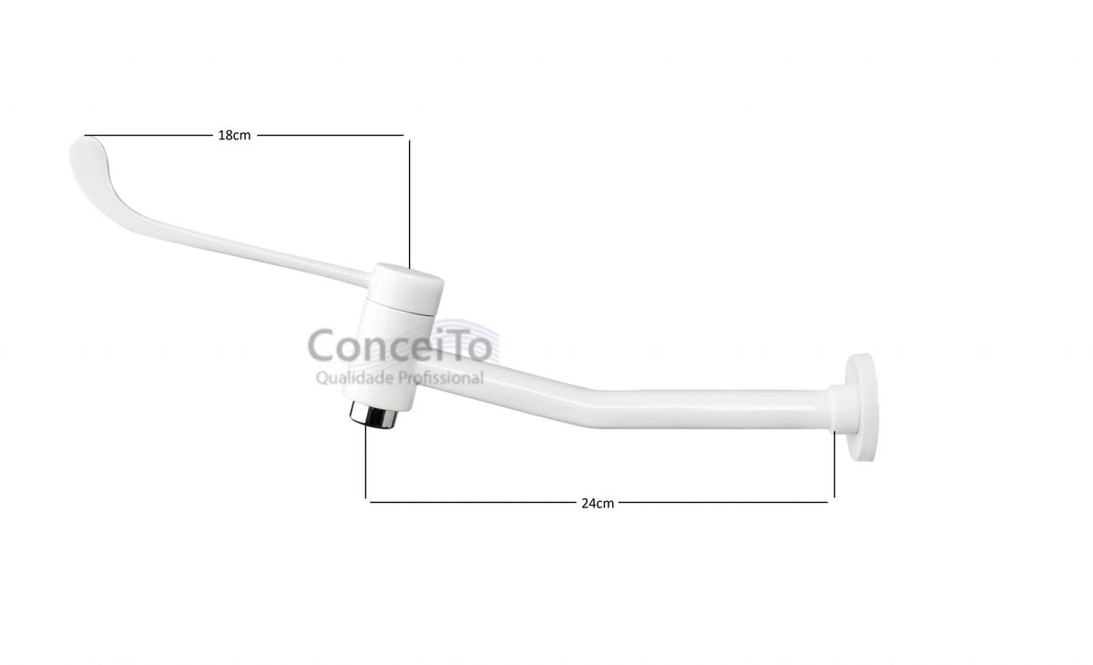 Torneira clínica de metal branca de parede 24cm - 3742 - Conceito Metais (foto 4)