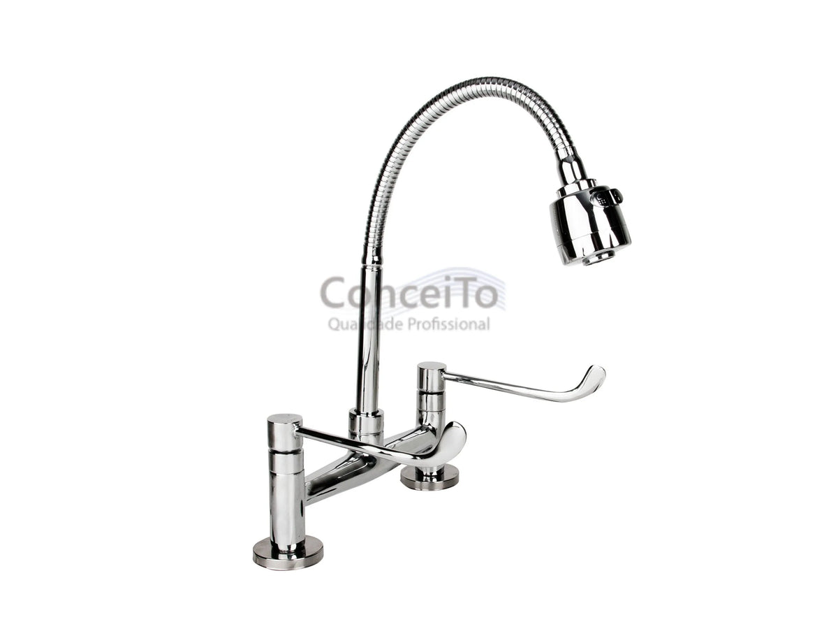 Misturador clínico com arejador de dupla função de mesa - 12013 - Conceito Metais