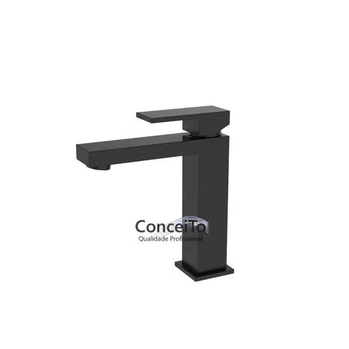 Torneira monocomando banheiro quadrada baixa preto fosco