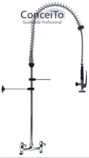 Esguicho de pré-lavagem misturador de mesa 150mm para cozinha industrial - 3796 - Conceito Metais