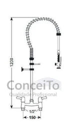 Esguicho de pré-lavagem misturador de mesa 150mm para cozinha industrial - 3796 - Conceito Metais (foto 2)