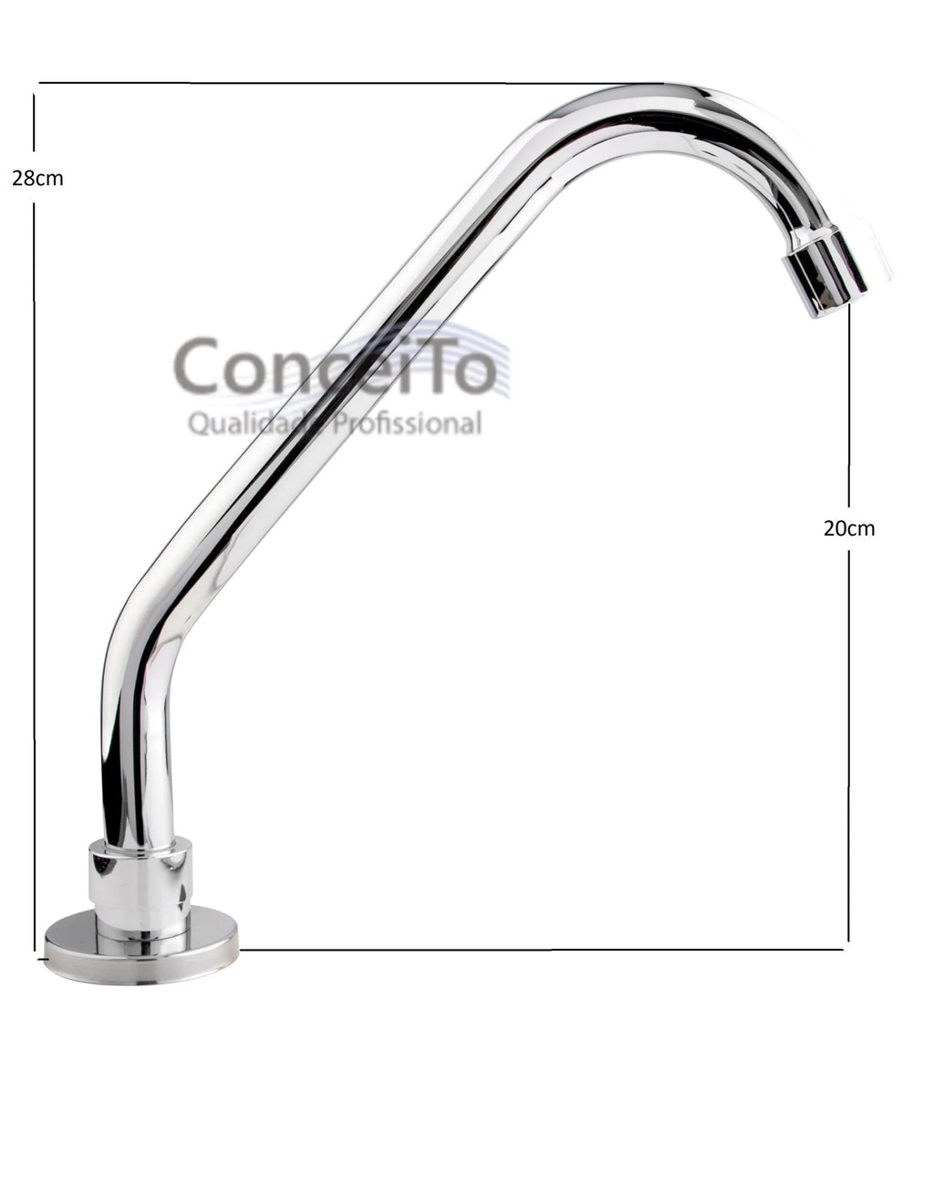 Bica ou torneira mesa inclinada sem registro para acionador de pedal para hospitais - 12077 - Conceito Metais (foto 2)