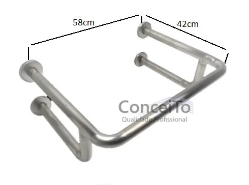 Barra de apoio para lavatório L510 aço inox 304 58x42cm - 1015 - Conceito Metais (foto 2)