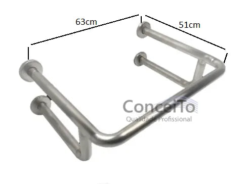Barra de apoio para lavatório Deca L51 aço inox 304 63x51cm - 1014 - Conceito Metais (foto 2)