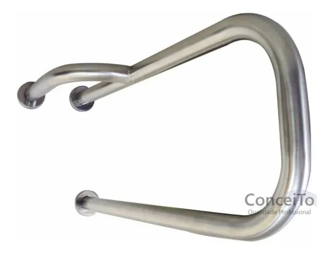 Barra de apoio de 80cm inox 304 fixa para banheiro com reforço lateral - 1018 - Conceito Metais