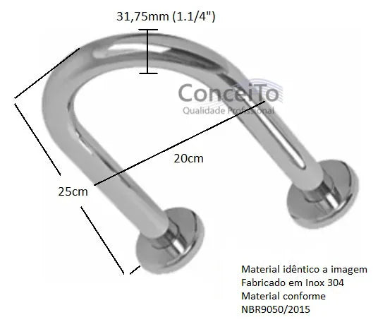 Barra de apoio em inox lateral para lavatório - 3894 - Conceito Metais (foto 3)
