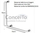 Barra de apoio para banheiro em L de parede 70x70cm em inox 304 - 1016 - Conceito Metais (foto 2)