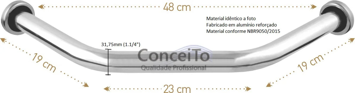 Barra de apoio para lavatório de canto - 3942 - Conceito Metais (foto 2)