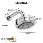Ducha parede metal autolimpante cromado aquecimento solar - 40266: medidas