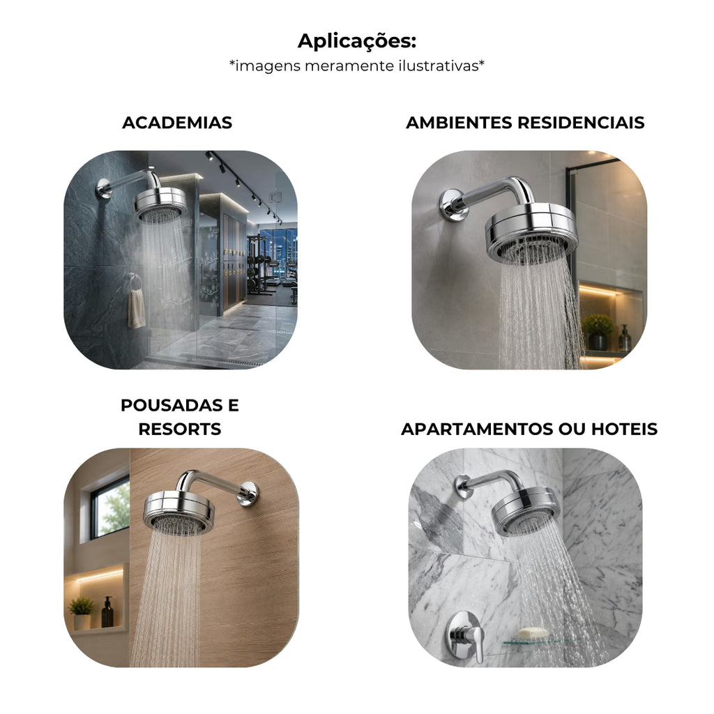 Ducha parede metal autolimpante cromado aquecimento solar - 40266: aplicações