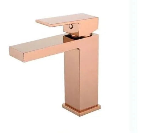 Torneira monocomando banheiro quadrada rose gold brilhante - 4344 - Conceito Metais