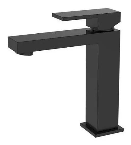 Torneira monocomando banheiro quadrada baixa preto fosco black - 4363 - Conceito Metais