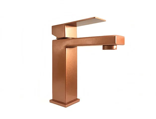 Torneira monocomando banheiro quadrada baixa rose gold - 4379 - Conceito Metais