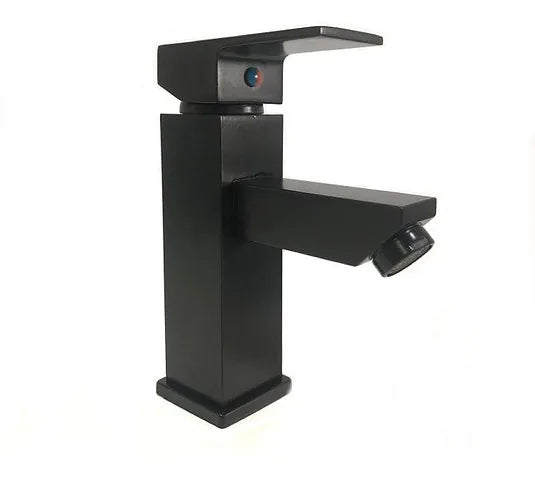 Torneira monocomando lavatório quadrada baixa preto fosco - 4406 - Conceito Metais