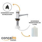 Saboneteira ou dispenser de pressão mesa com reservatório - 6001: reservatório e chave de regulagem