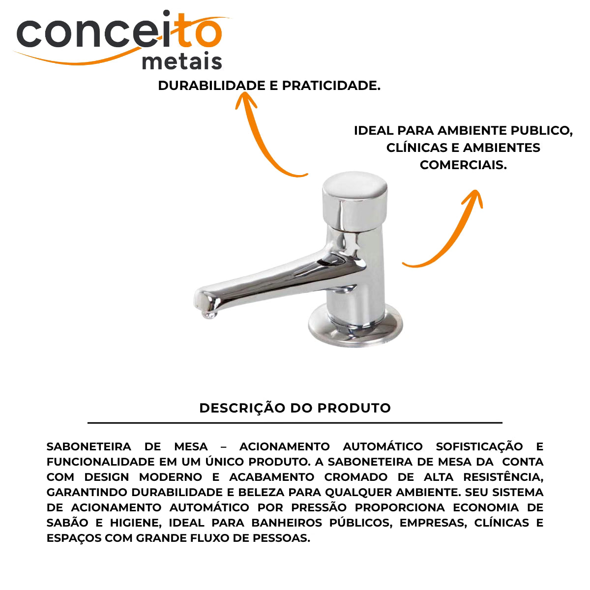 Saboneteira ou dispenser de pressão mesa com reservatório - 6001: descrição do produto