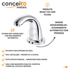 Torneira com sensor bivolt ou pilhas bica baixa lavatório - 6004: detalhes e características