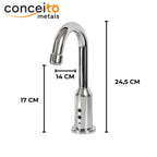 Torneira com sensor bivolt ou pilhas bica fixa alta - 6005: medidas