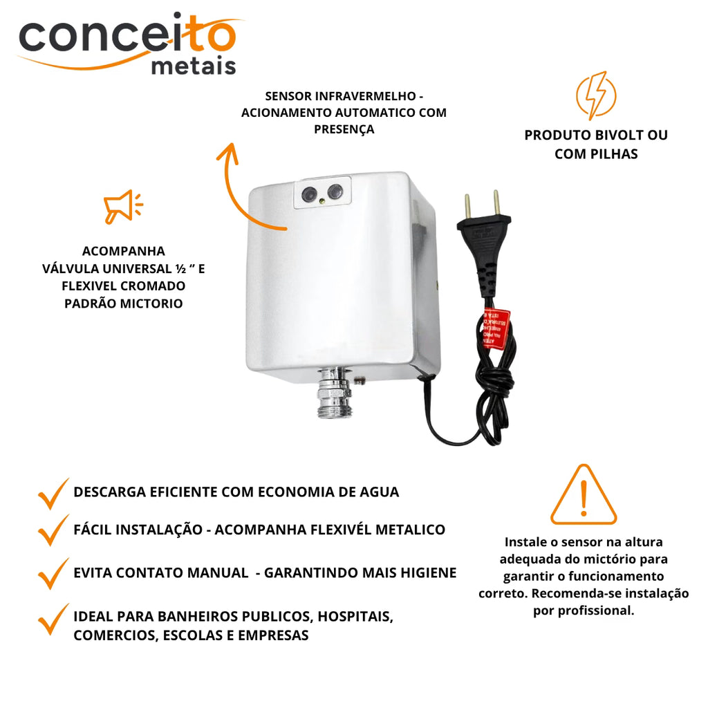 Válvula mictório com sensor - 6010: sensor, alimentação e acessórios